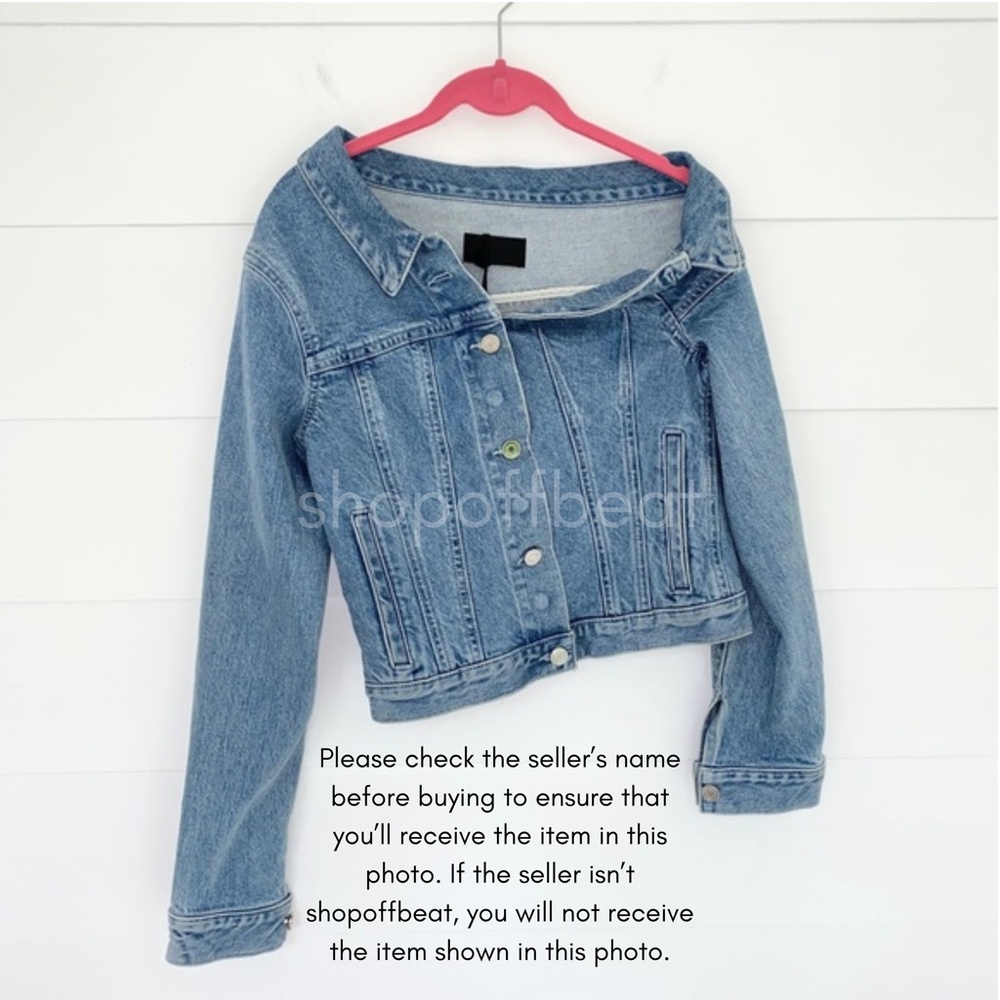 (135) NEW RtA Rebecca One Shoulder Denim Jacket Natural Blue XS - Picture 15 of 17
